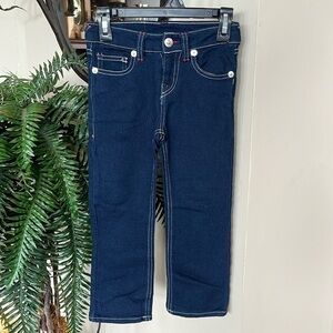 NWOT True Religion Girls Straight Leg Dark Wash Adjustable Waist Blue Jeans